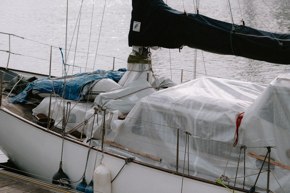 Canvas bimini on sailboat